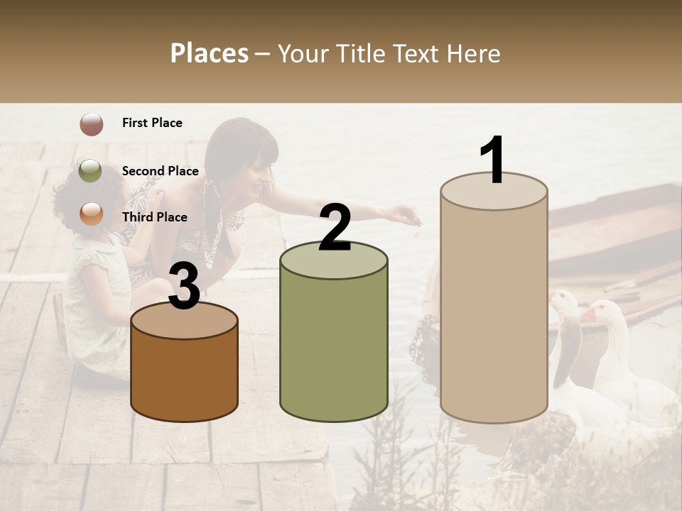 A Woman And A Child On A Dock Near A Boat PowerPoint Template