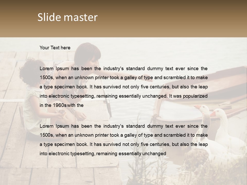 A Woman And A Child On A Dock Near A Boat PowerPoint Template