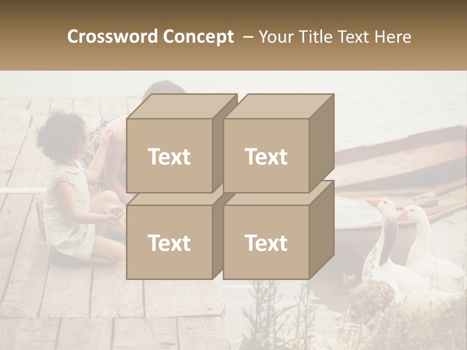 A Woman And A Child On A Dock Near A Boat PowerPoint Template