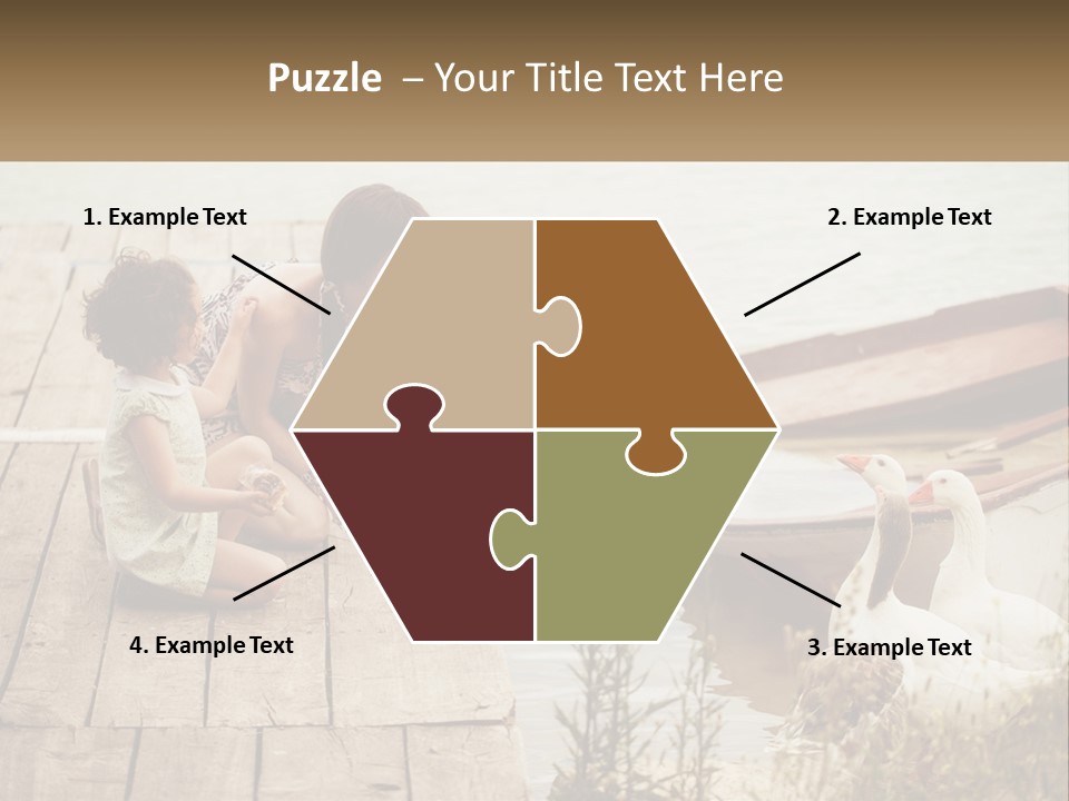 A Woman And A Child On A Dock Near A Boat PowerPoint Template