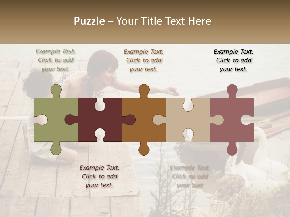 A Woman And A Child On A Dock Near A Boat PowerPoint Template