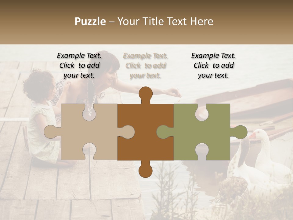 A Woman And A Child On A Dock Near A Boat PowerPoint Template