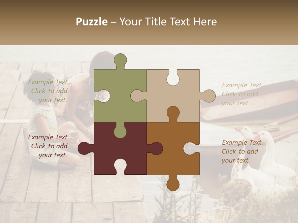 A Woman And A Child On A Dock Near A Boat PowerPoint Template