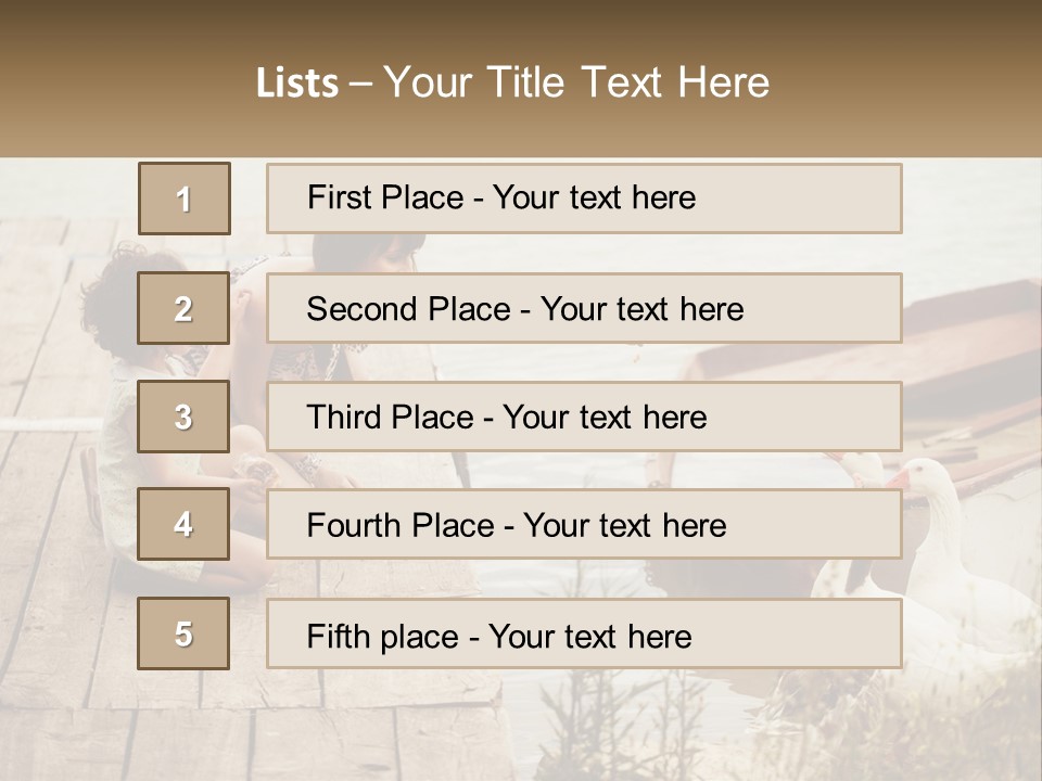 A Woman And A Child On A Dock Near A Boat PowerPoint Template