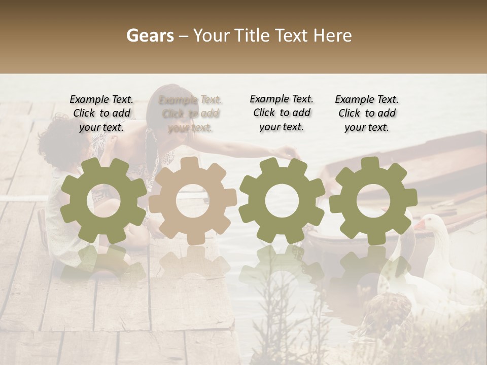 A Woman And A Child On A Dock Near A Boat PowerPoint Template