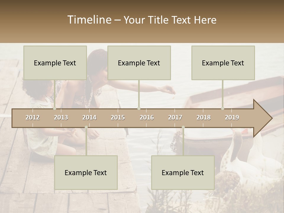 A Woman And A Child On A Dock Near A Boat PowerPoint Template