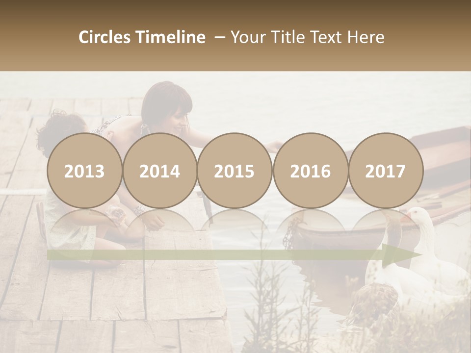 A Woman And A Child On A Dock Near A Boat PowerPoint Template