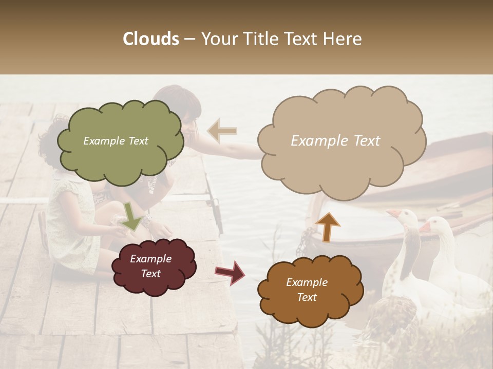 A Woman And A Child On A Dock Near A Boat PowerPoint Template