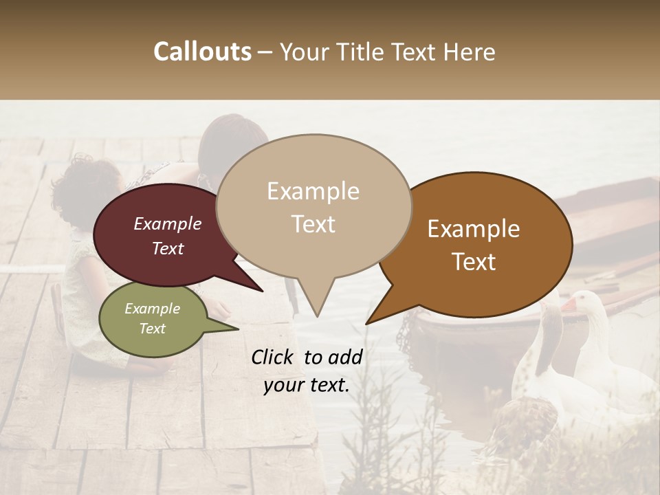 A Woman And A Child On A Dock Near A Boat PowerPoint Template