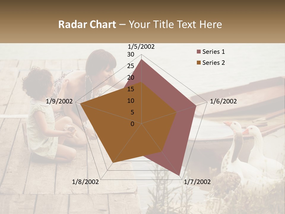 A Woman And A Child On A Dock Near A Boat PowerPoint Template