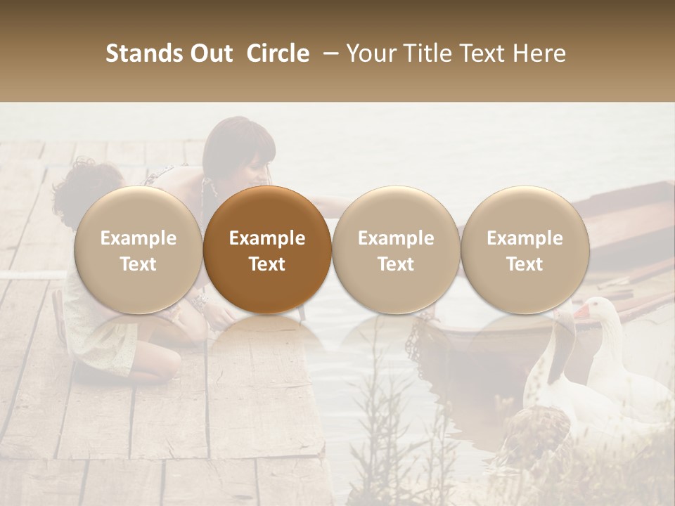 A Woman And A Child On A Dock Near A Boat PowerPoint Template