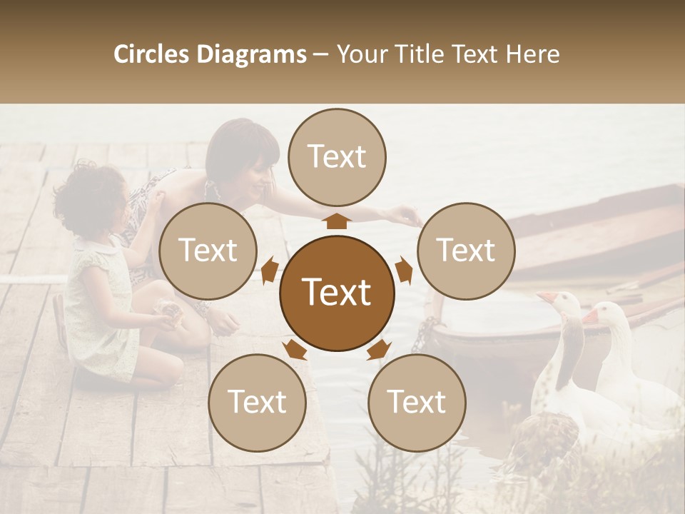 A Woman And A Child On A Dock Near A Boat PowerPoint Template