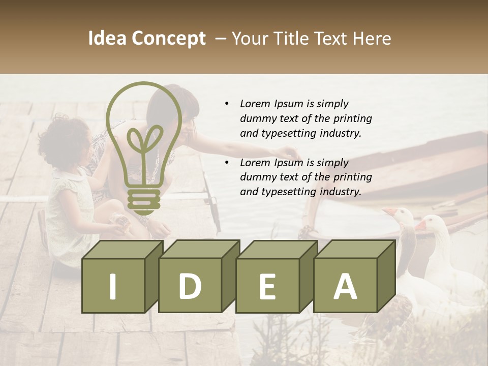 A Woman And A Child On A Dock Near A Boat PowerPoint Template