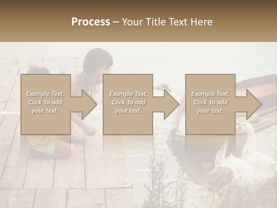 A Woman And A Child On A Dock Near A Boat PowerPoint Template