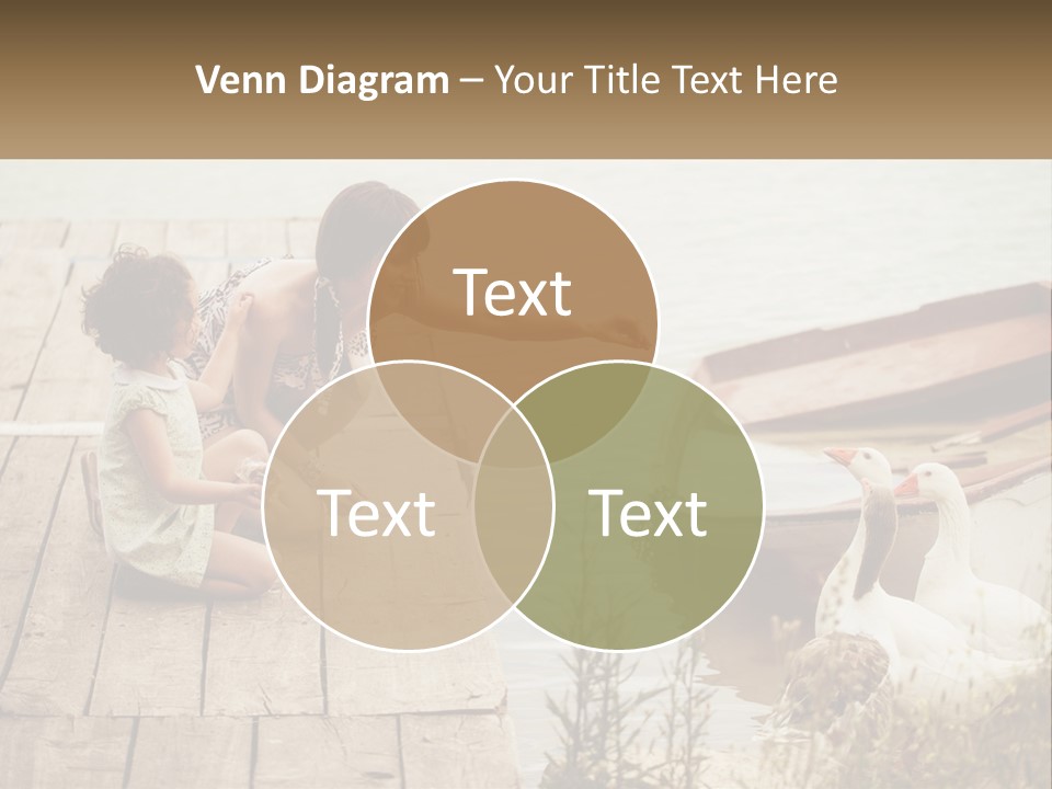 A Woman And A Child On A Dock Near A Boat PowerPoint Template