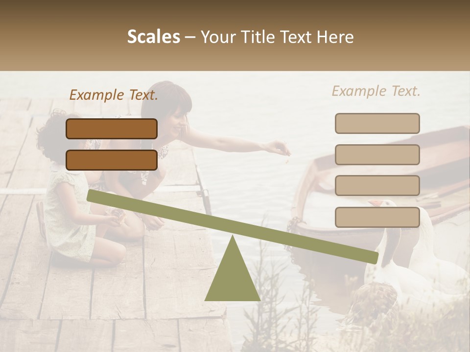 A Woman And A Child On A Dock Near A Boat PowerPoint Template