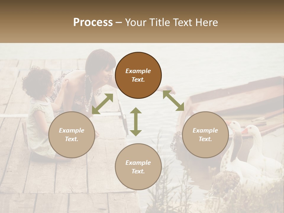 A Woman And A Child On A Dock Near A Boat PowerPoint Template