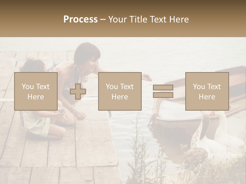 A Woman And A Child On A Dock Near A Boat PowerPoint Template