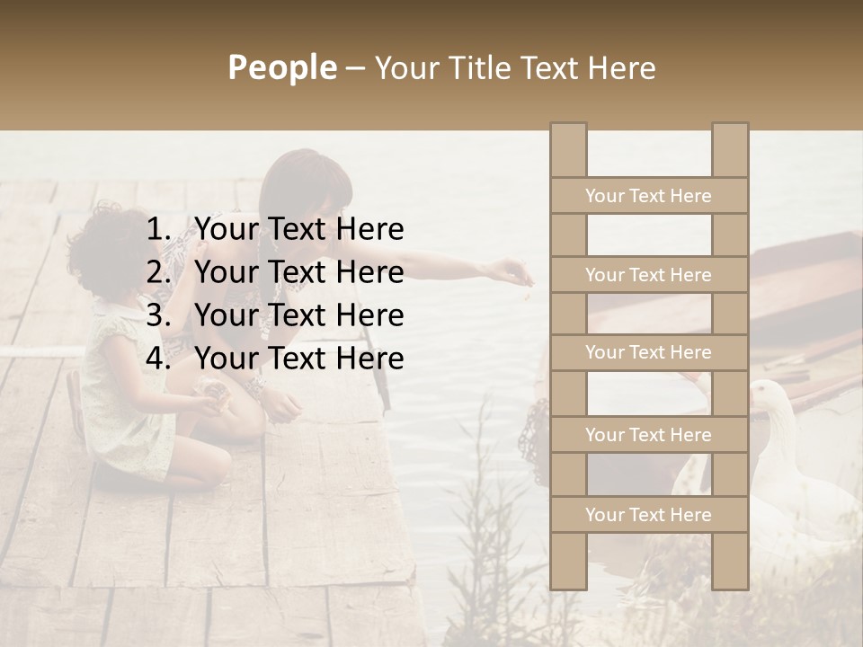 A Woman And A Child On A Dock Near A Boat PowerPoint Template