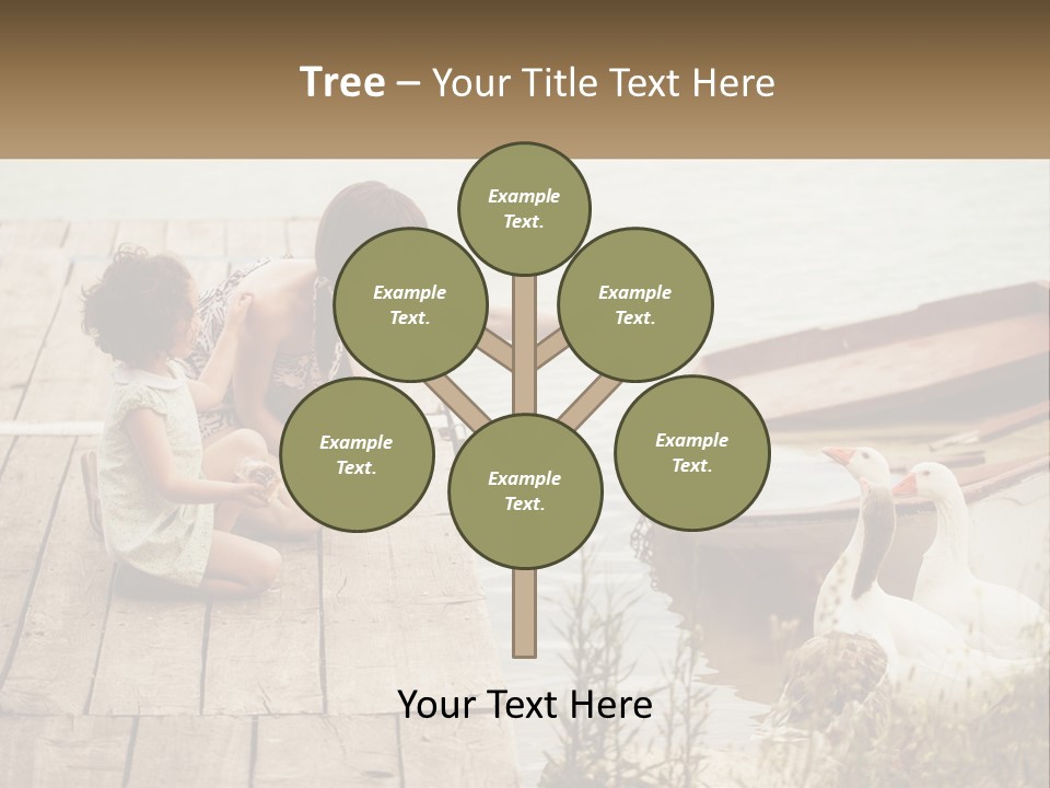 A Woman And A Child On A Dock Near A Boat PowerPoint Template