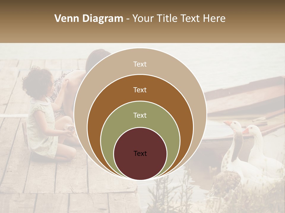 A Woman And A Child On A Dock Near A Boat PowerPoint Template