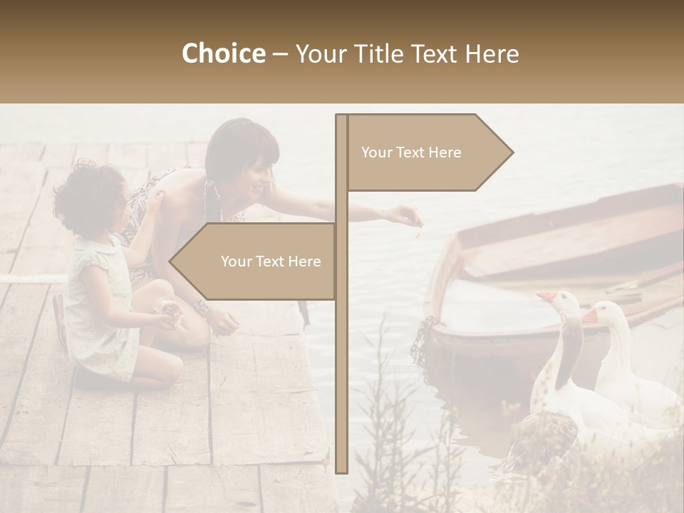 A Woman And A Child On A Dock Near A Boat PowerPoint Template