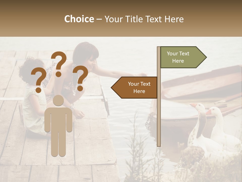 A Woman And A Child On A Dock Near A Boat PowerPoint Template