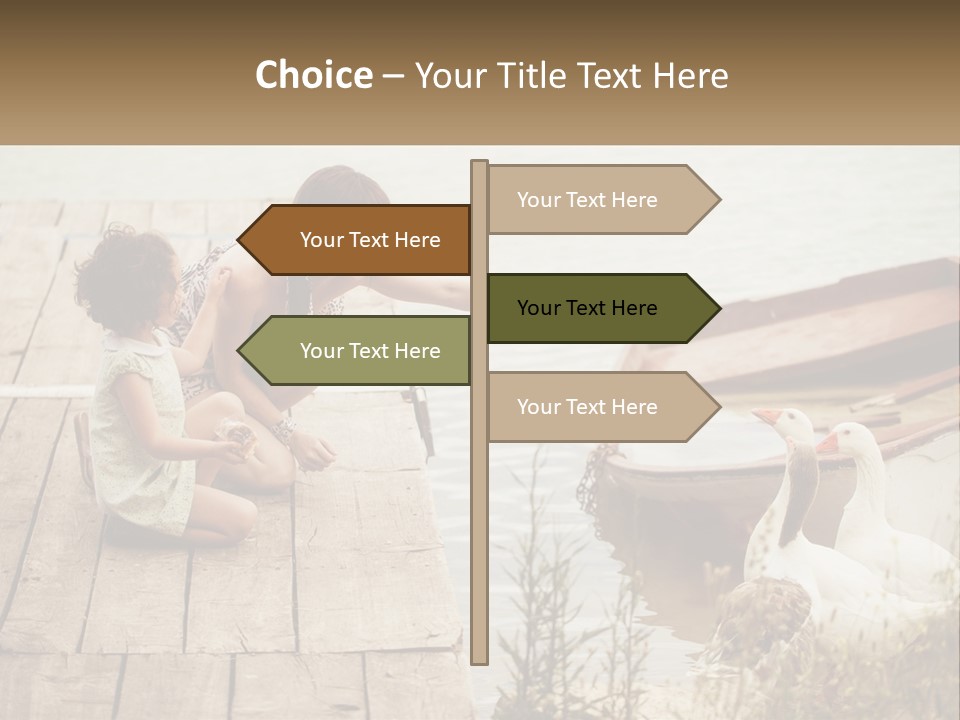 A Woman And A Child On A Dock Near A Boat PowerPoint Template