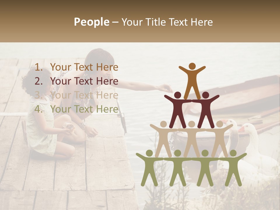 A Woman And A Child On A Dock Near A Boat PowerPoint Template