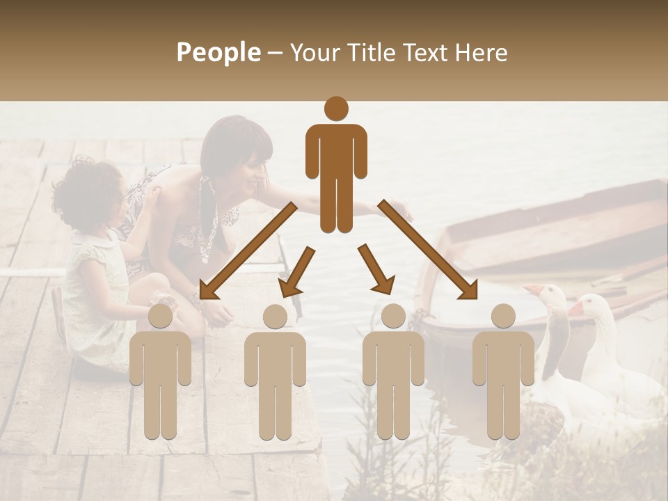 A Woman And A Child On A Dock Near A Boat PowerPoint Template