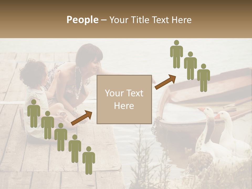 A Woman And A Child On A Dock Near A Boat PowerPoint Template