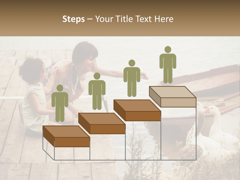 A Woman And A Child On A Dock Near A Boat PowerPoint Template