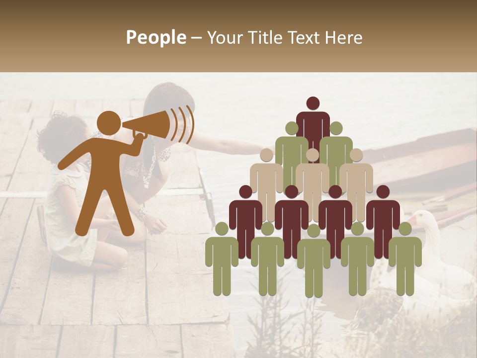 A Woman And A Child On A Dock Near A Boat PowerPoint Template