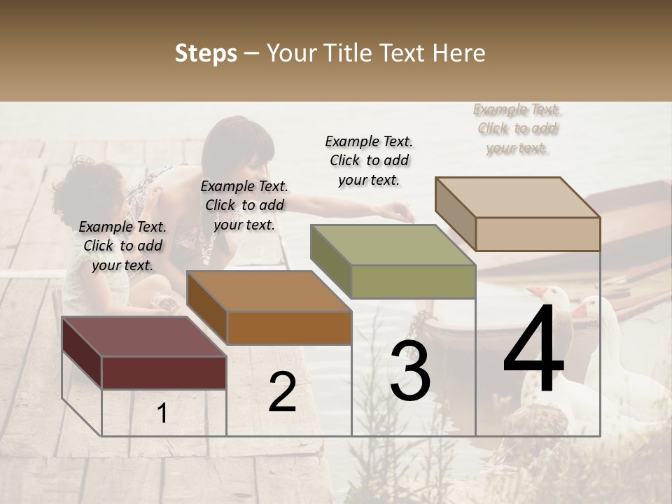 A Woman And A Child On A Dock Near A Boat PowerPoint Template