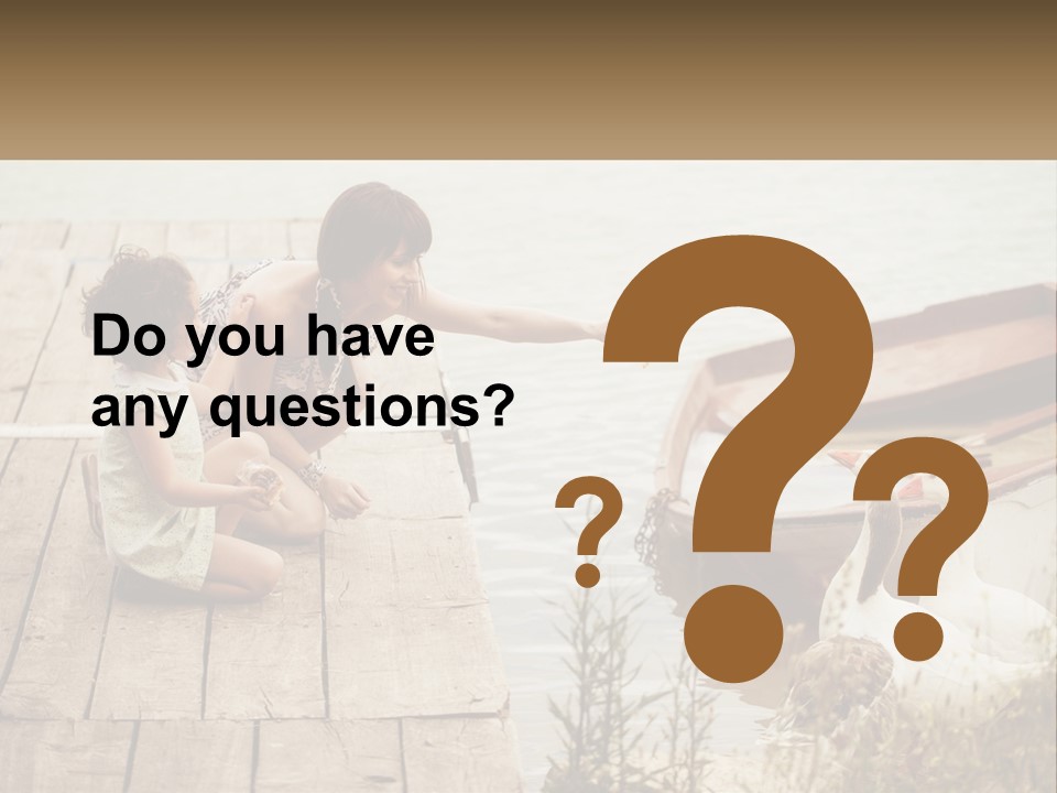 A Woman And A Child On A Dock Near A Boat PowerPoint Template