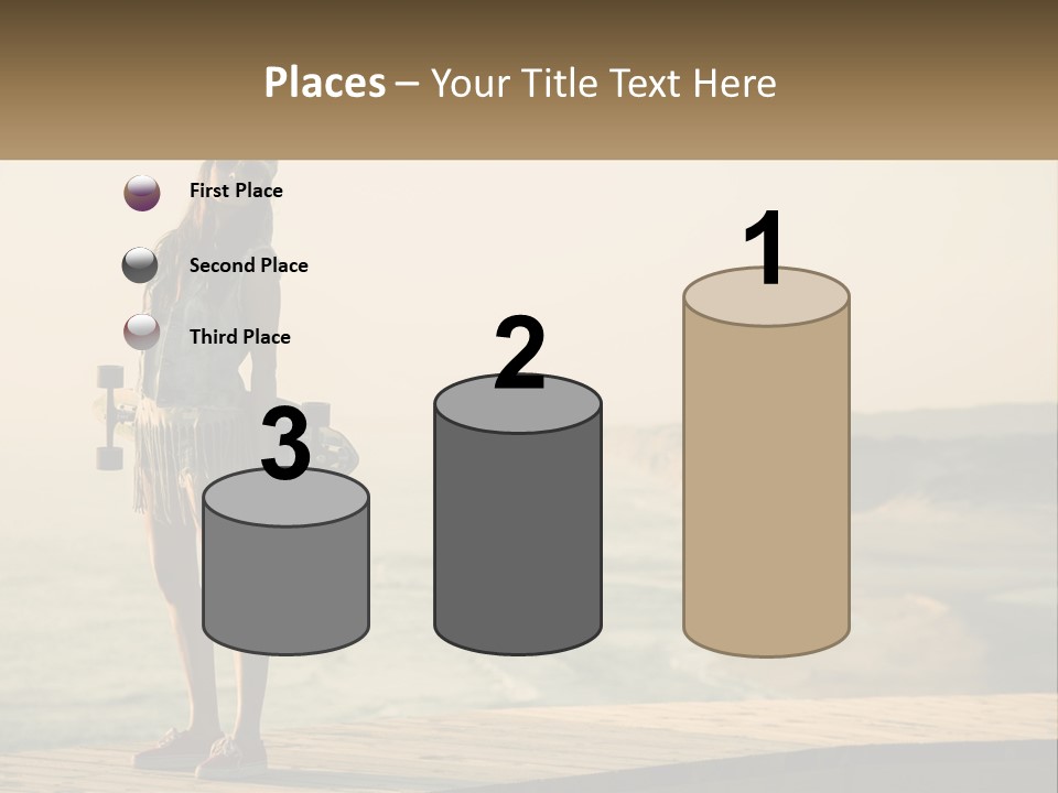 A Young Girl Holding A Skateboard Standing On A Pier PowerPoint Template