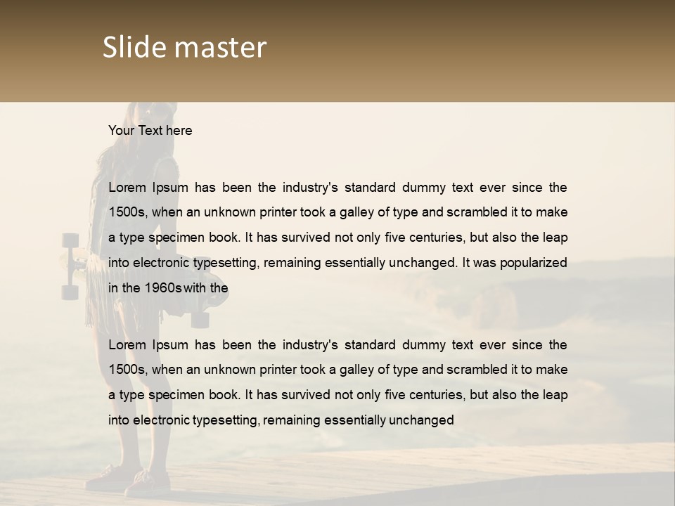 A Young Girl Holding A Skateboard Standing On A Pier PowerPoint Template