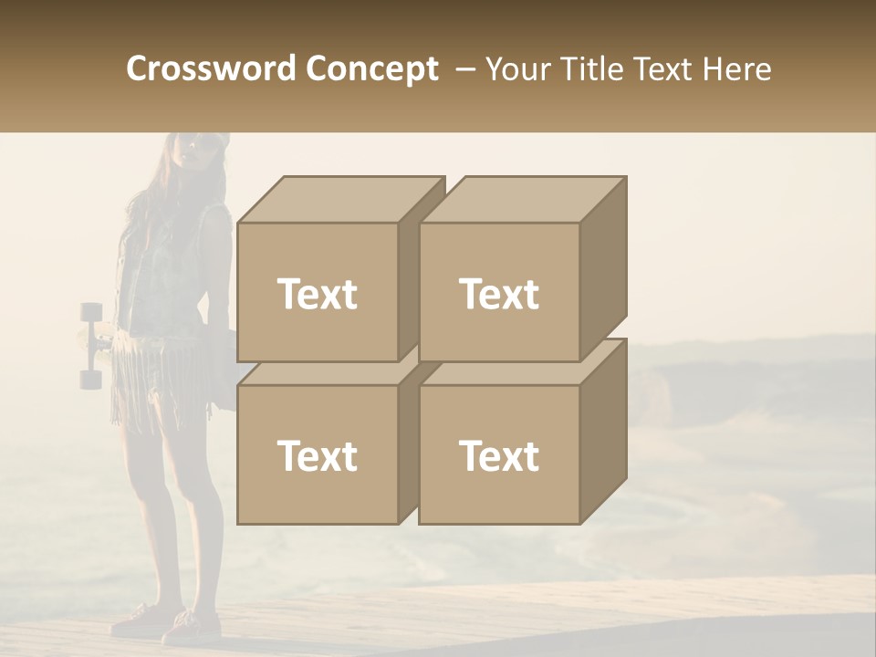 A Young Girl Holding A Skateboard Standing On A Pier PowerPoint Template