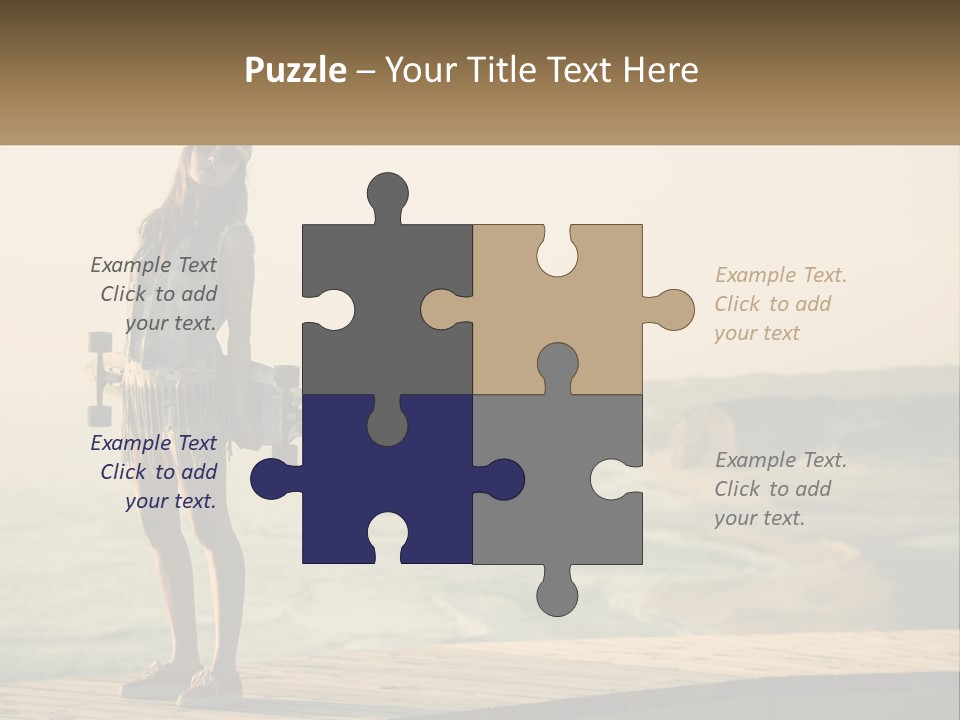 A Young Girl Holding A Skateboard Standing On A Pier PowerPoint Template