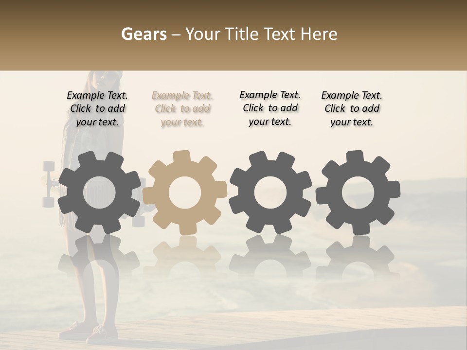 A Young Girl Holding A Skateboard Standing On A Pier PowerPoint Template