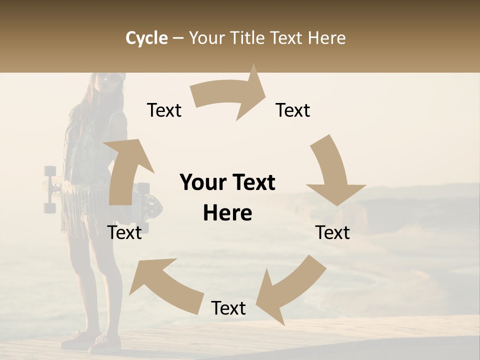 A Young Girl Holding A Skateboard Standing On A Pier PowerPoint Template