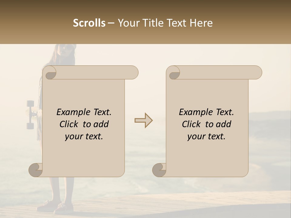 A Young Girl Holding A Skateboard Standing On A Pier PowerPoint Template