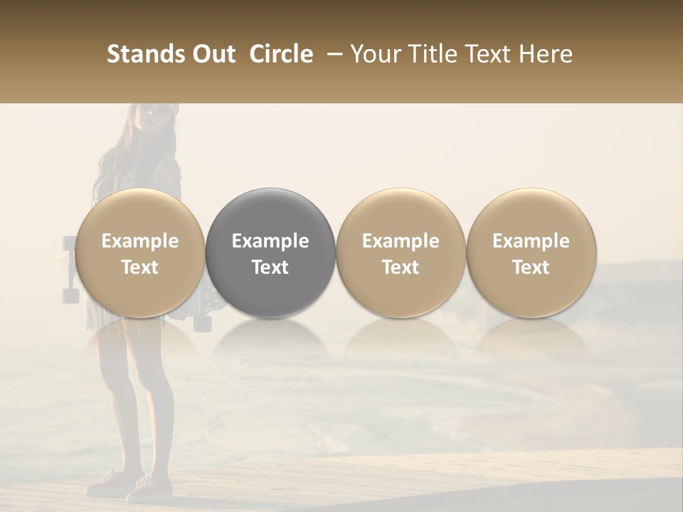 A Young Girl Holding A Skateboard Standing On A Pier PowerPoint Template