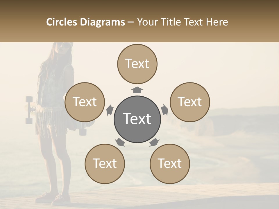 A Young Girl Holding A Skateboard Standing On A Pier PowerPoint Template