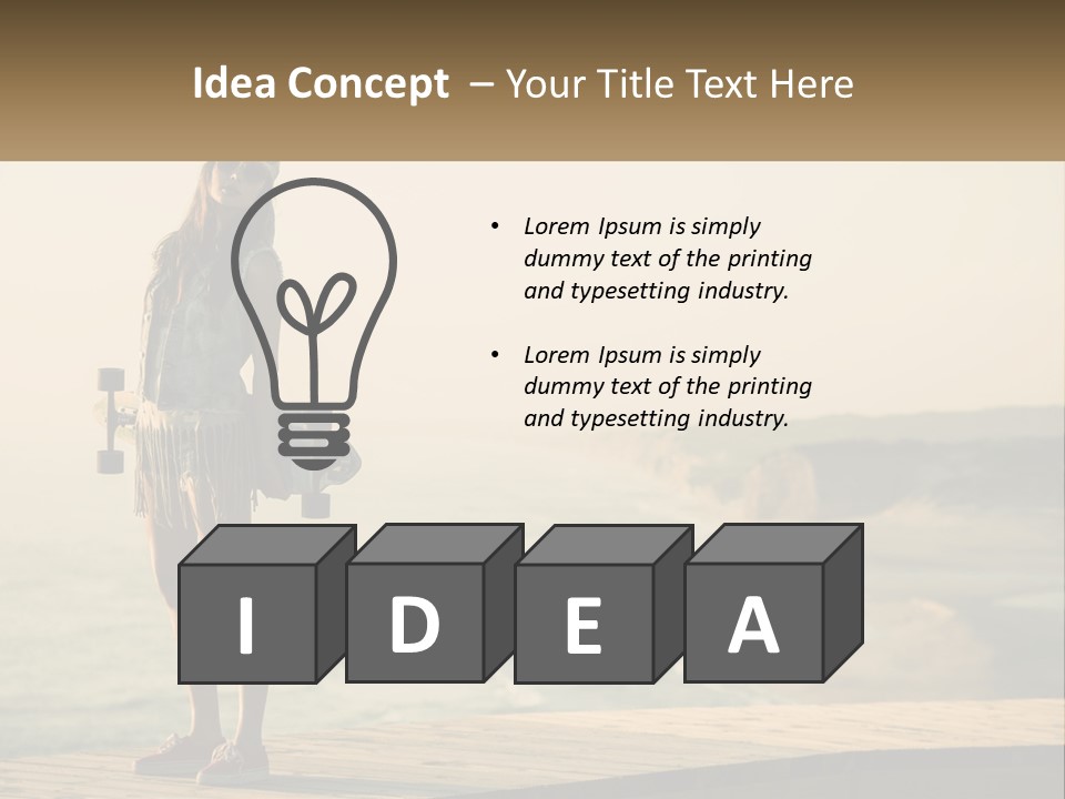 A Young Girl Holding A Skateboard Standing On A Pier PowerPoint Template