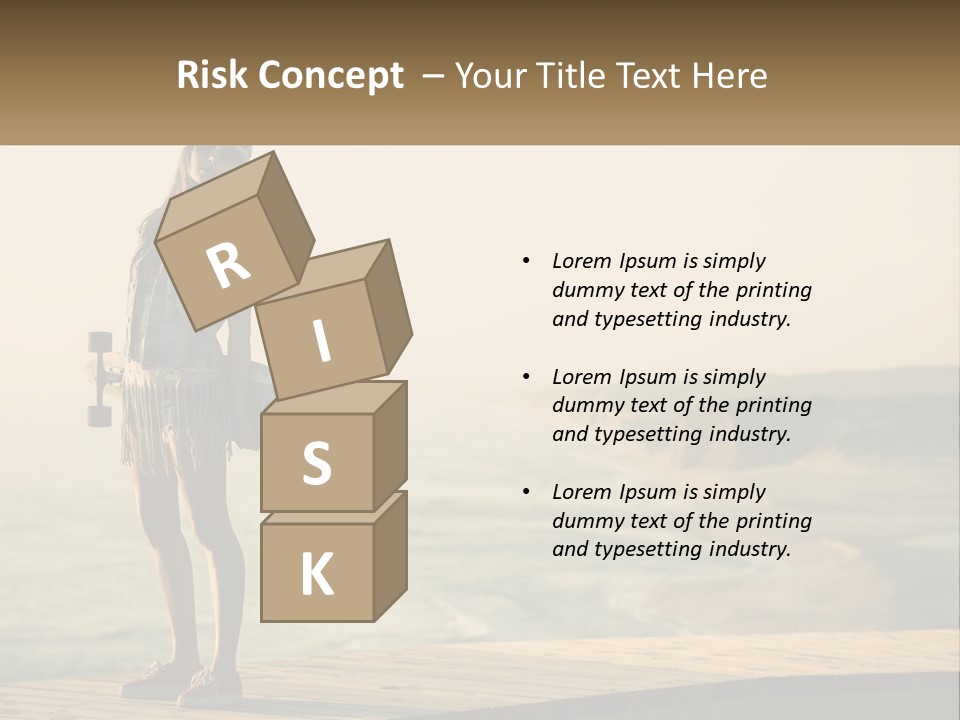 A Young Girl Holding A Skateboard Standing On A Pier PowerPoint Template