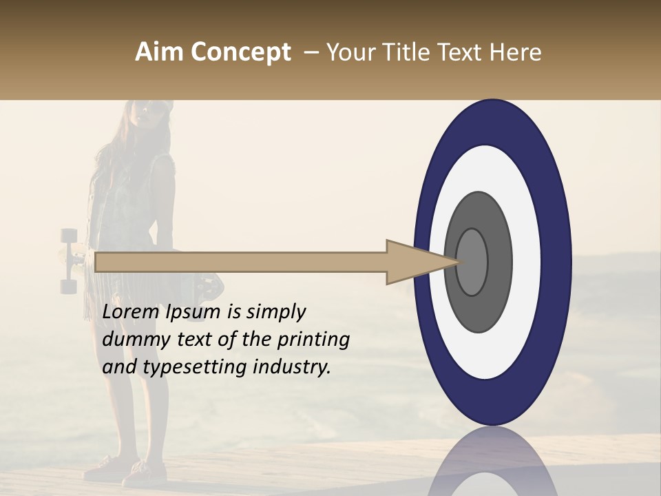 A Young Girl Holding A Skateboard Standing On A Pier PowerPoint Template