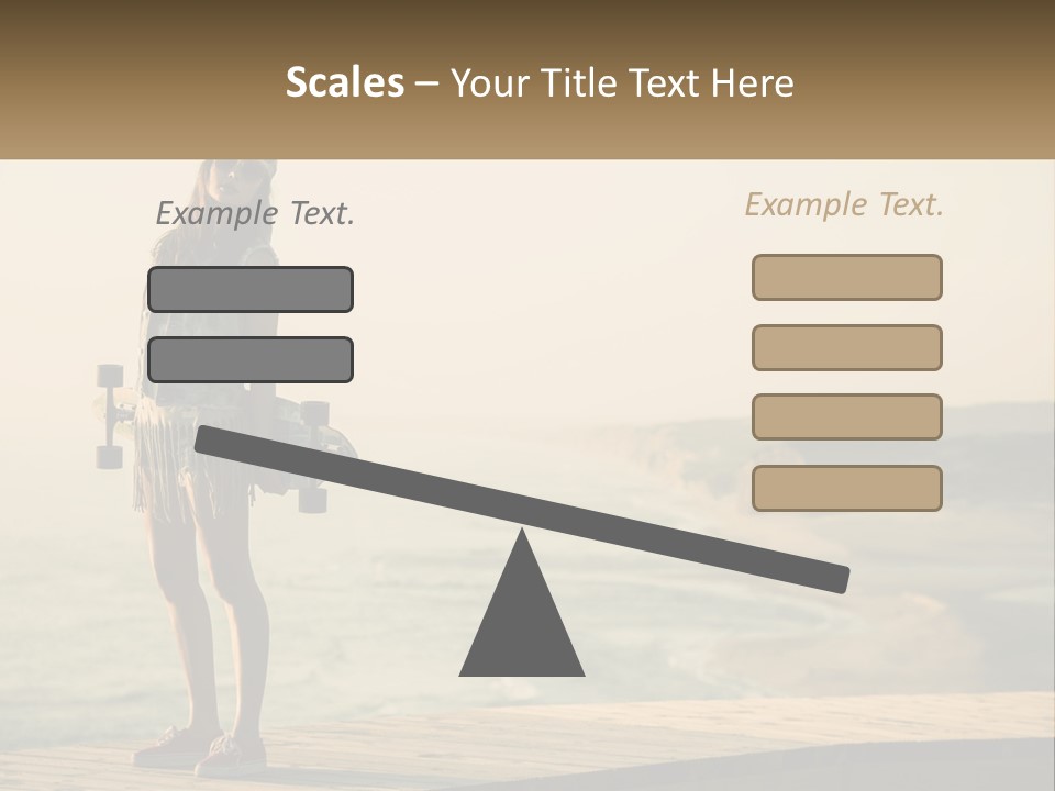 A Young Girl Holding A Skateboard Standing On A Pier PowerPoint Template