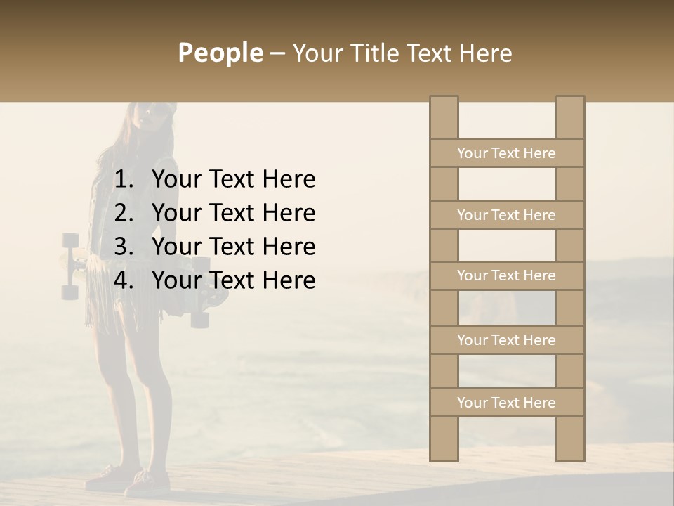 A Young Girl Holding A Skateboard Standing On A Pier PowerPoint Template