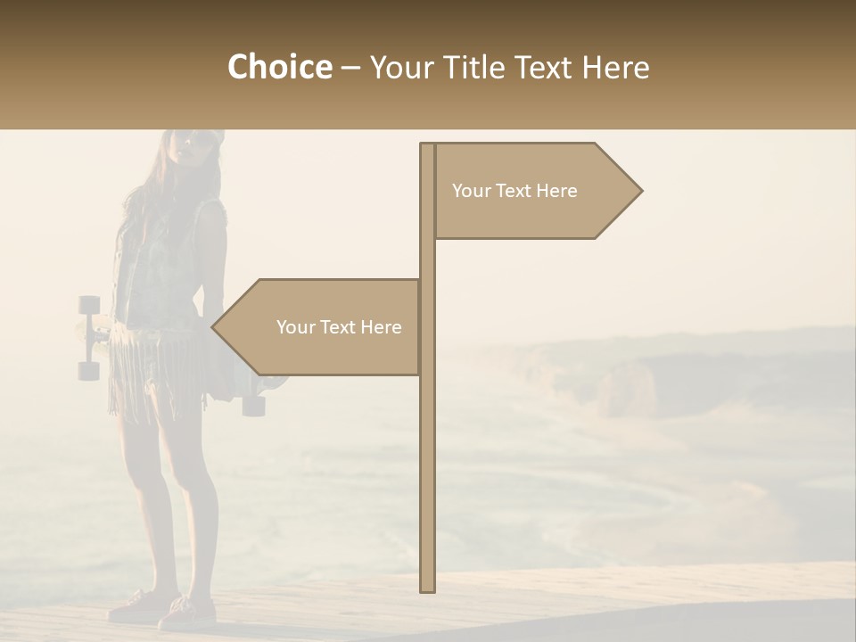 A Young Girl Holding A Skateboard Standing On A Pier PowerPoint Template